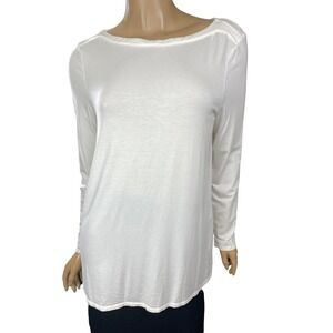 Chico's White Pullover Top Soft Lyocell/Spandex Long Sleeves Size 1 (8-10)